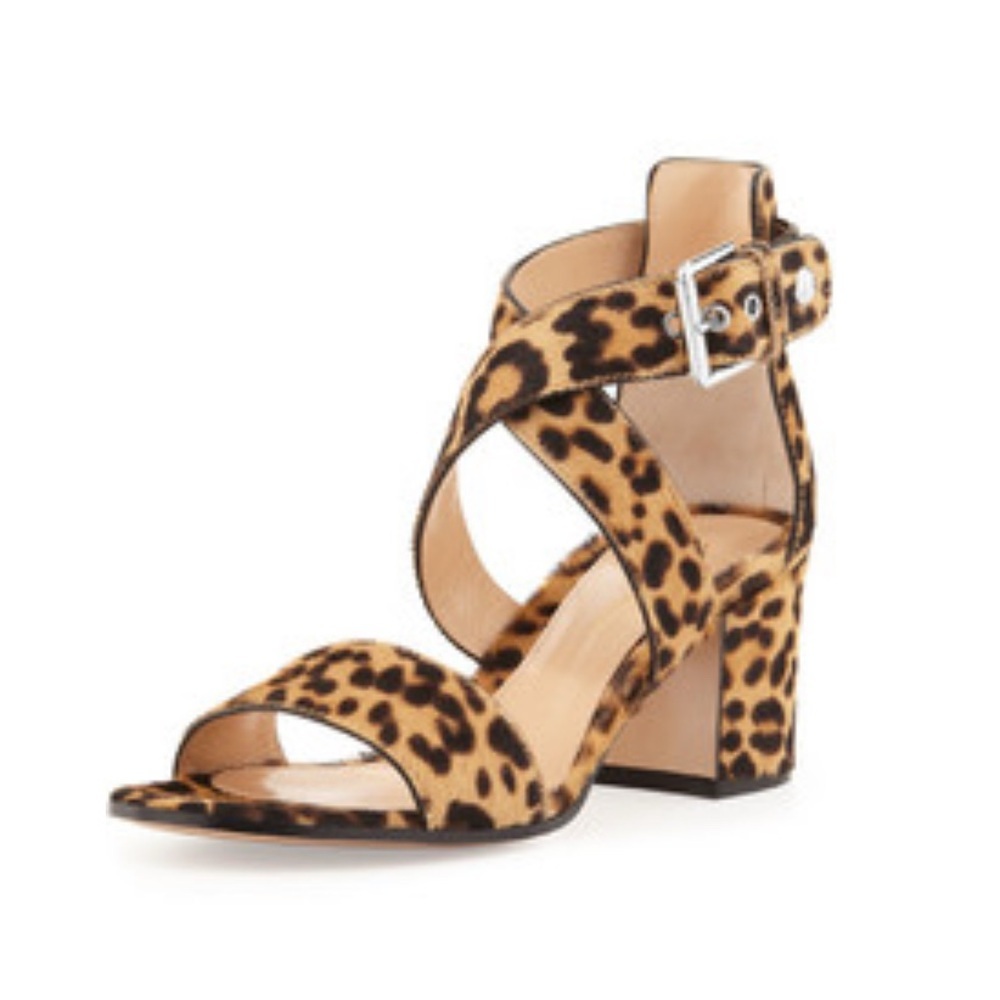 Giavito Rossi Calf Hair Leopard Print Sandals, Sz IT 39 (US 9)